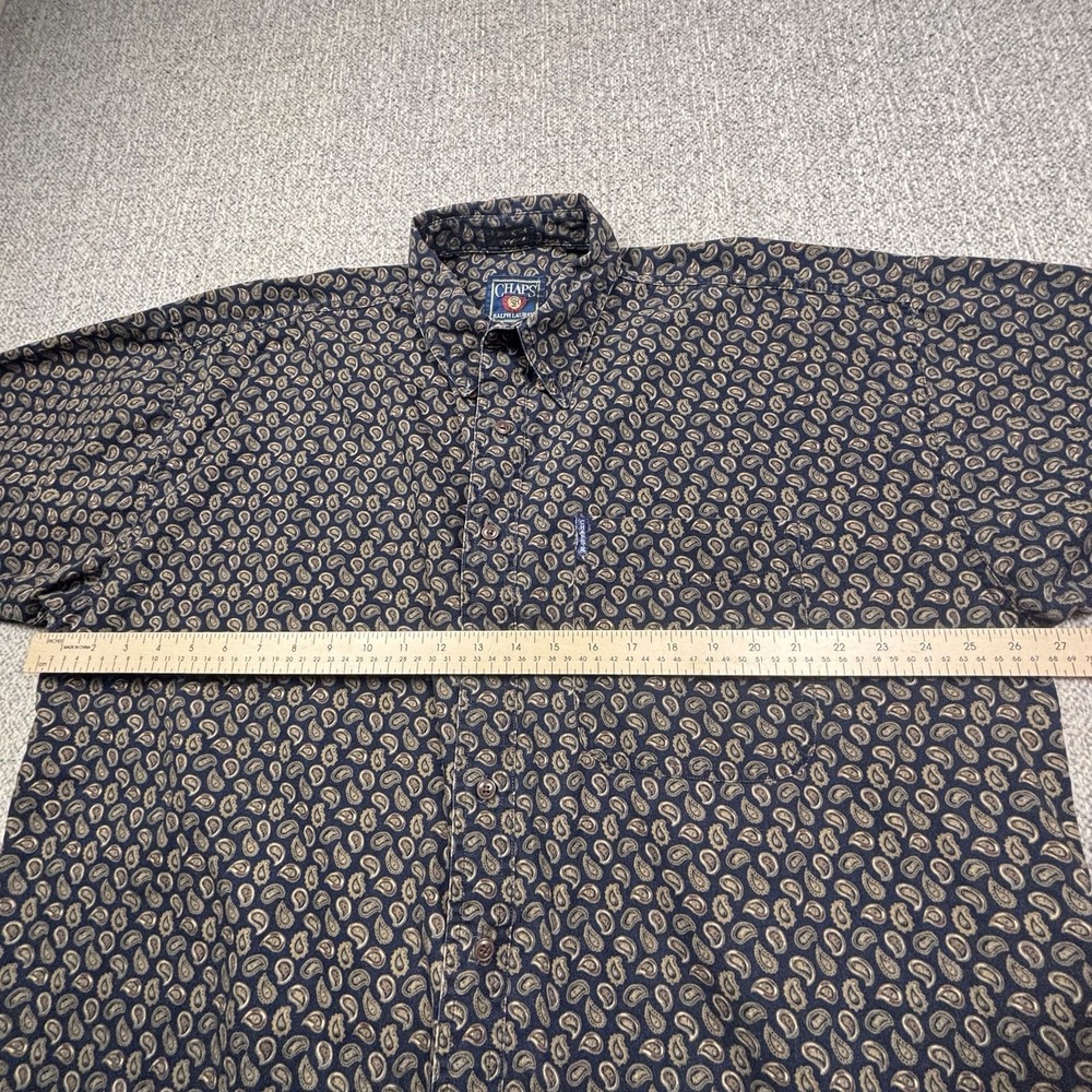 Chaps Ralph Lauren Shirt Mens XL Blue Paisley Button Up Classic Fit Cotton - Picture 5 of 6